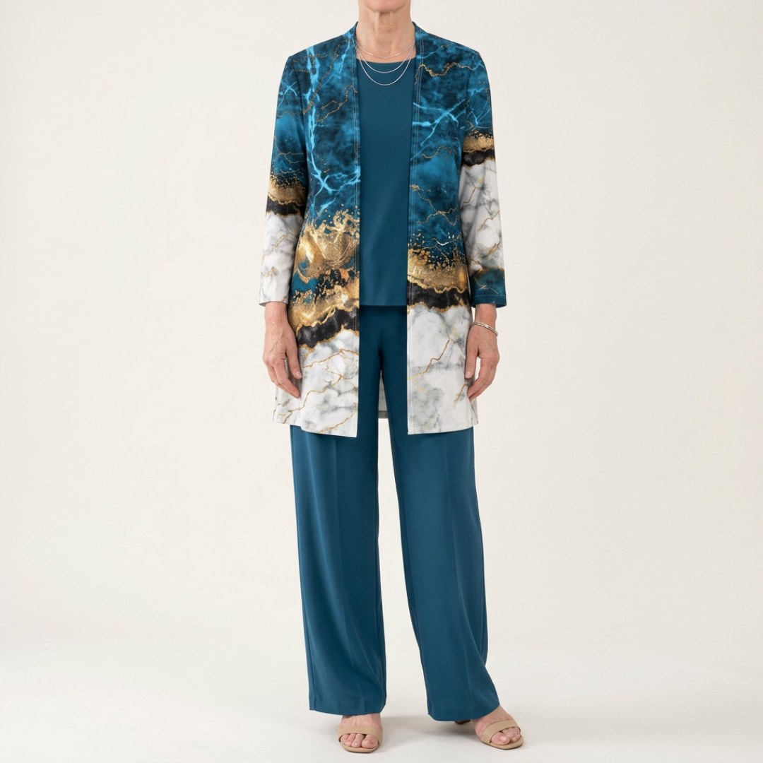 Juno | Teal & Gold Marble Three-Piece Set