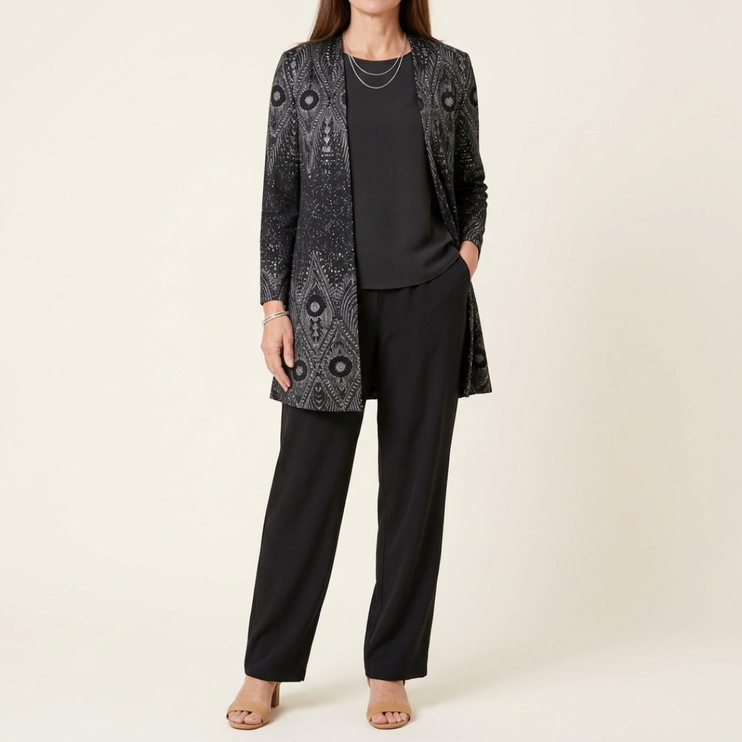 Vera | Black & Silver Paisley Three-Piece Set