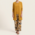 Honora | Mustard Three-Piece Set with Printed Trousers