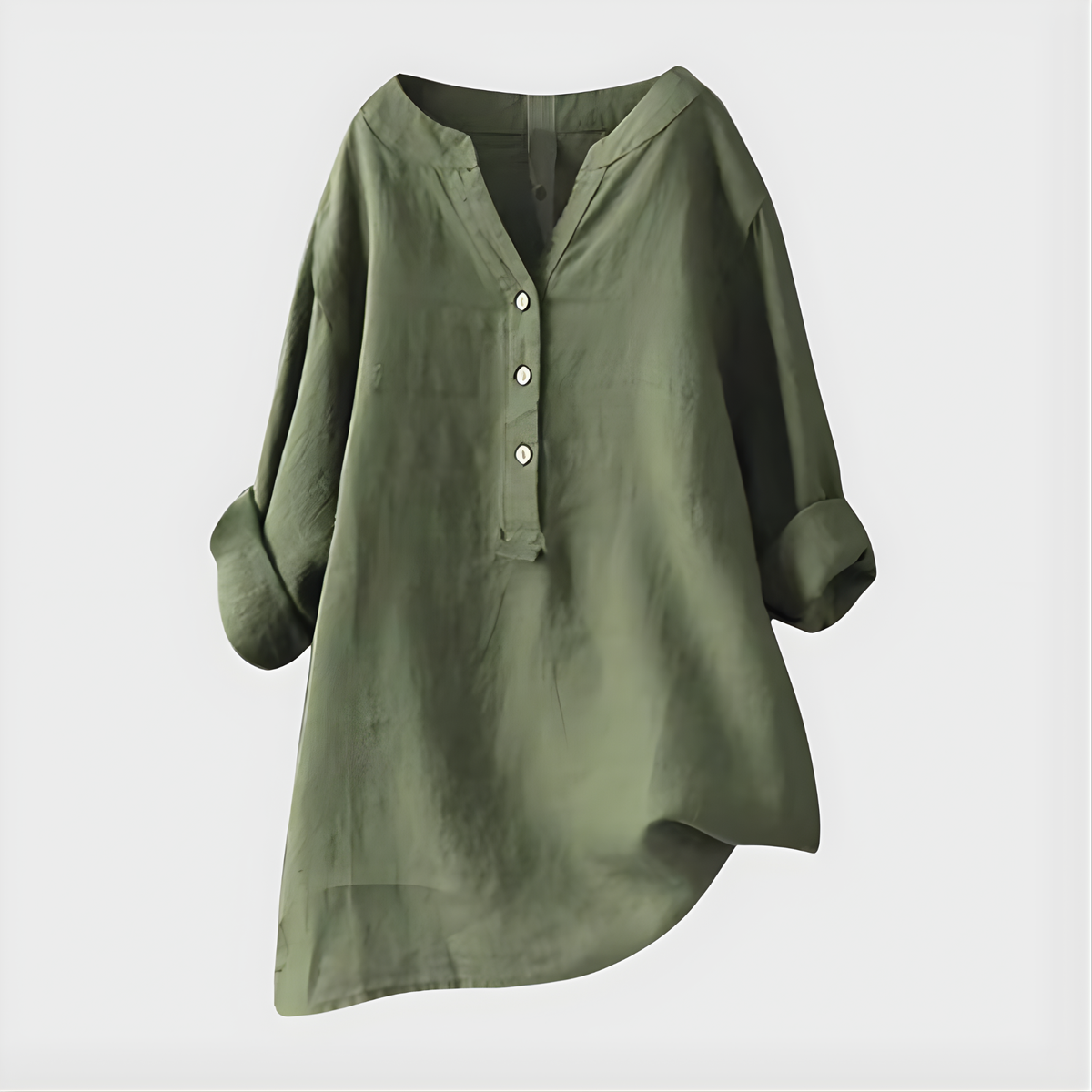 Veronique Elegant Cotton-Linen Blouse