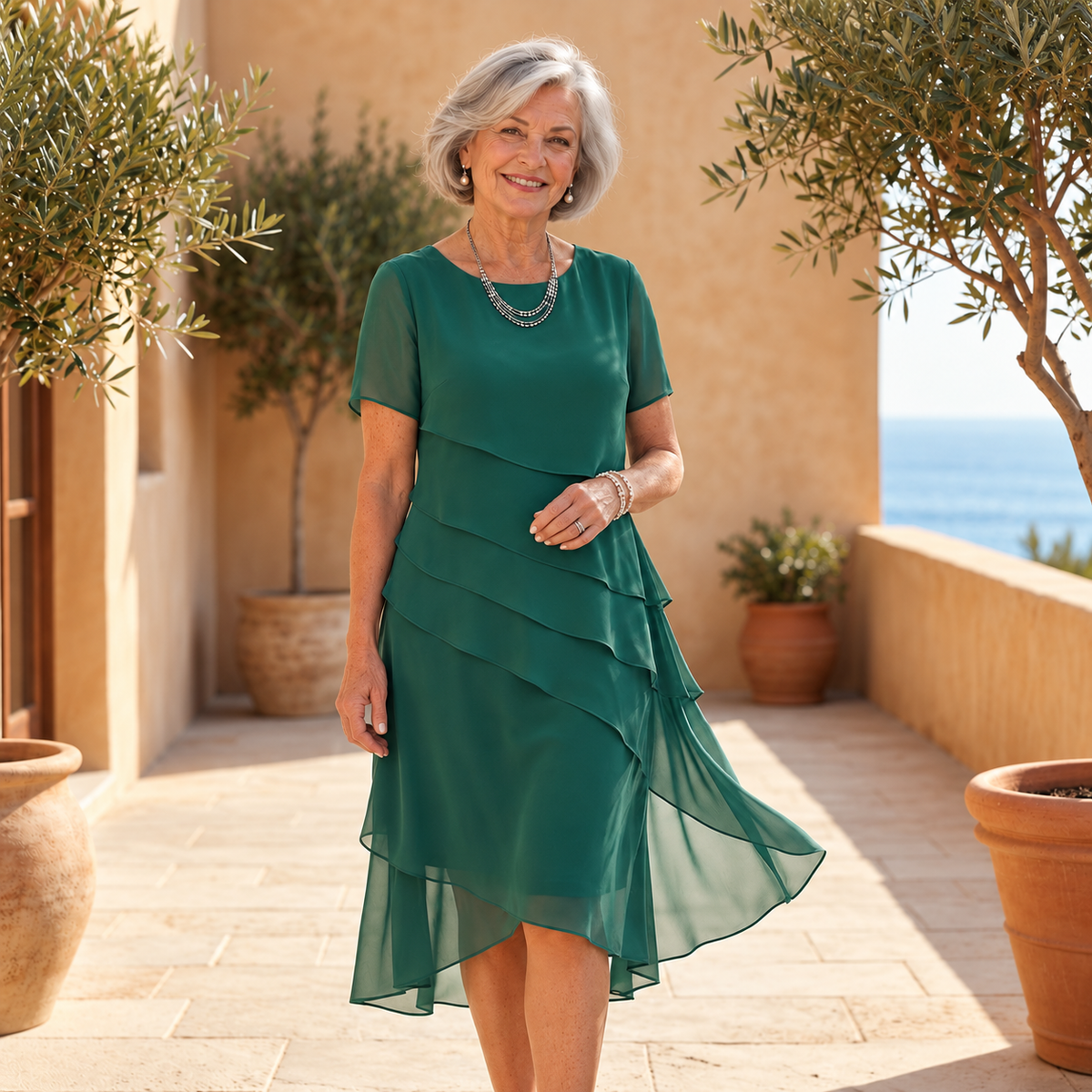 Carol | Tiered Midi Dress with Short Sleeves