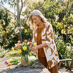 Henrietta | Caramel Leaf-Print Three-Piece Set