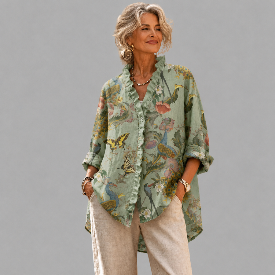 Patricia Elegant Cotton-Linen Blouse