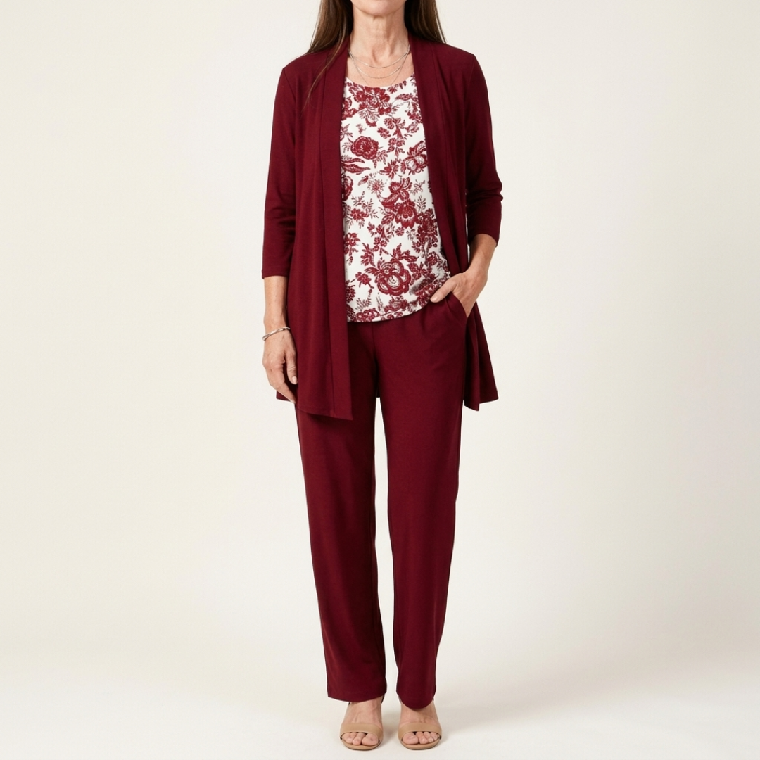 Holly | Burgundy Floral Three-Piece Set