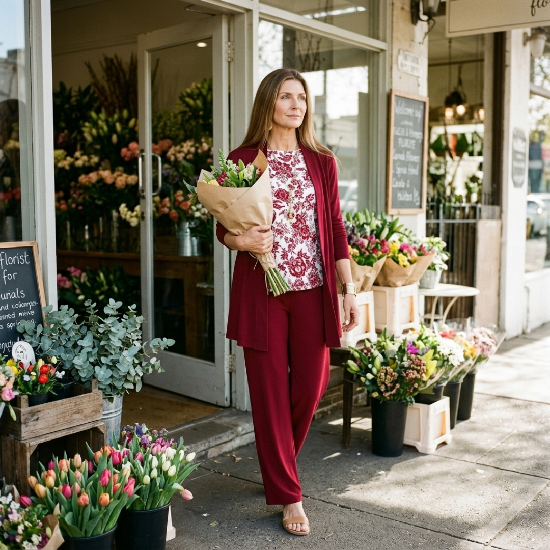 Holly | Burgundy Floral Three-Piece Set