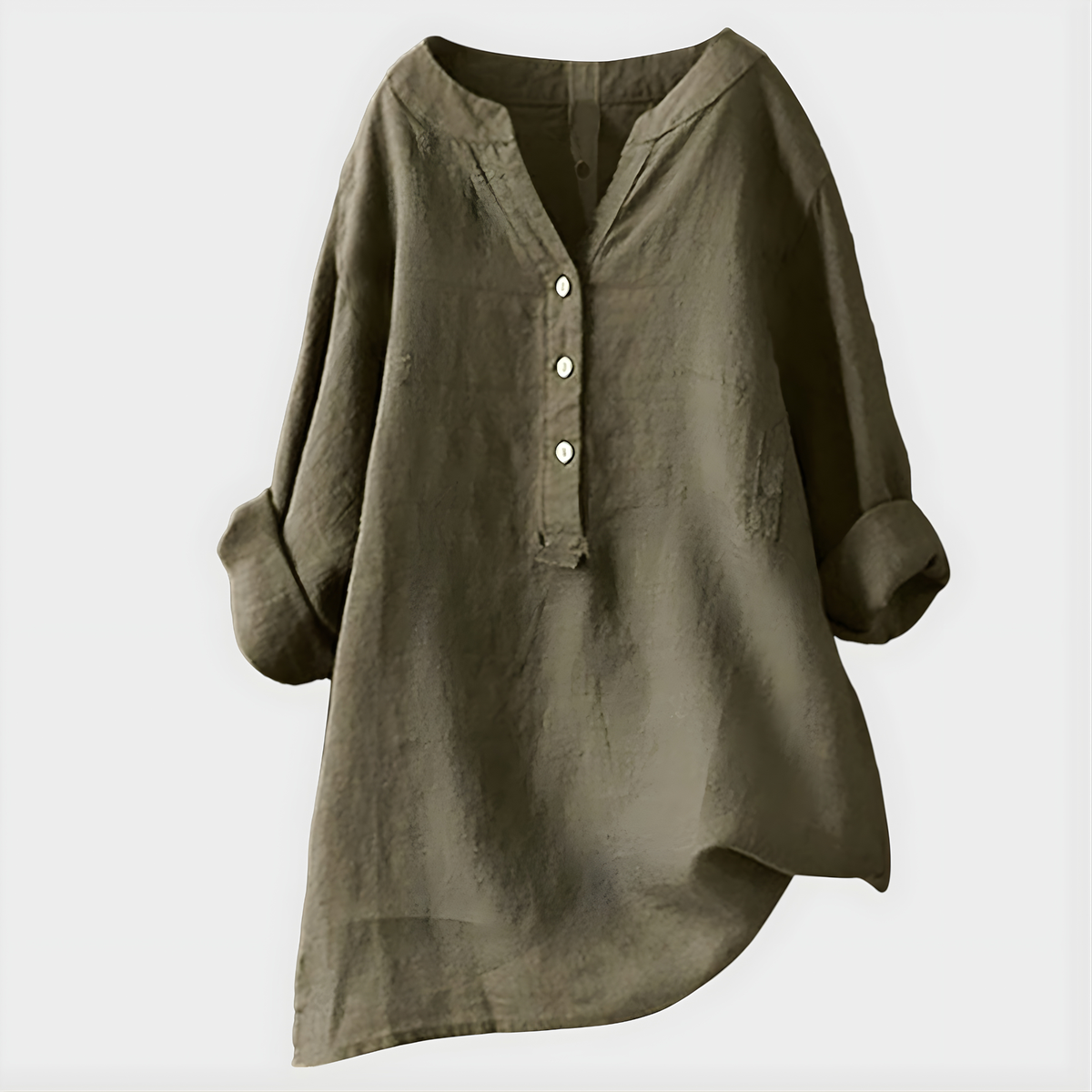 Veronique Elegant Cotton-Linen Blouse