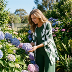 Verdana | Bottle Green Leaf-Print Three-Piece Set