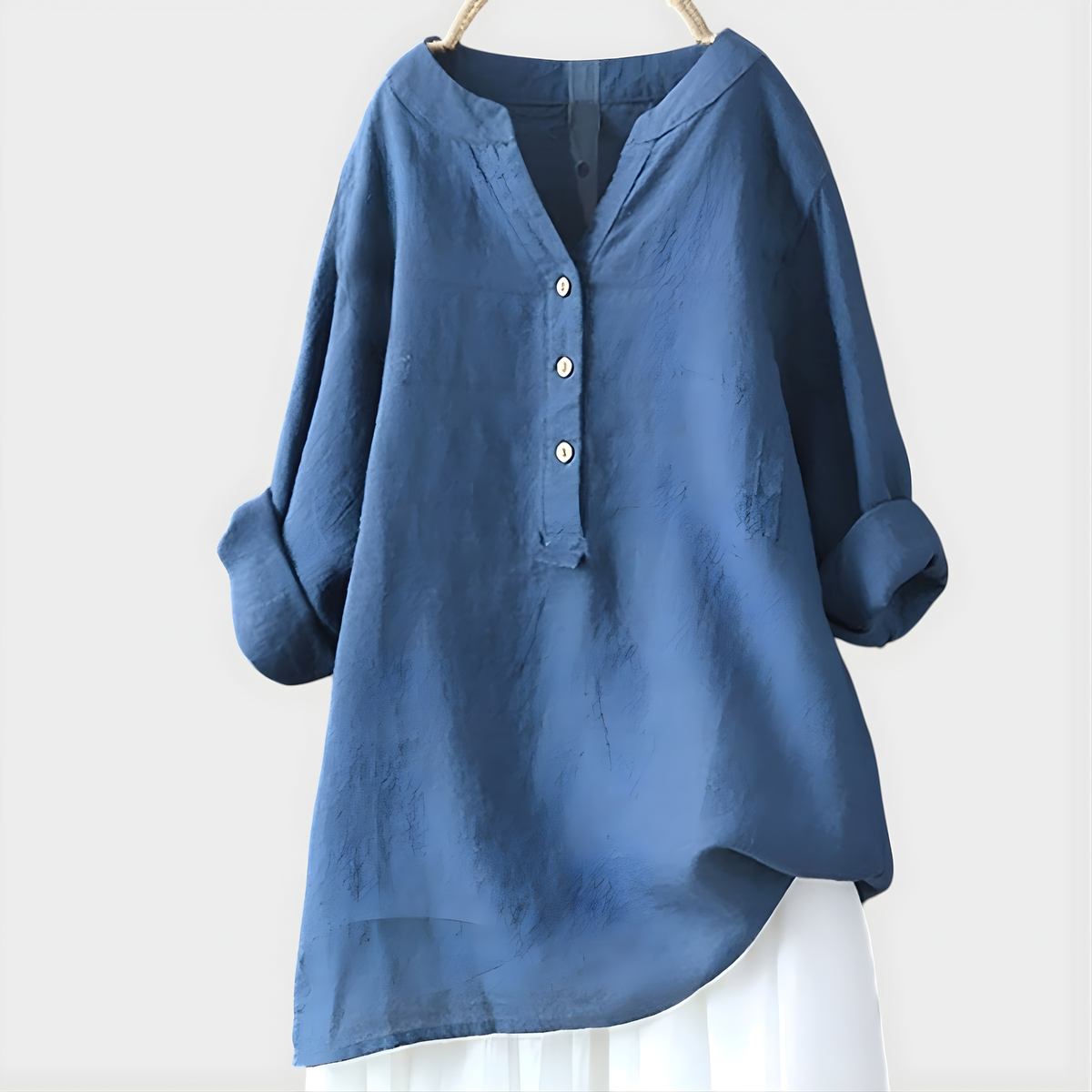 Veronique Elegant Cotton-Linen Blouse