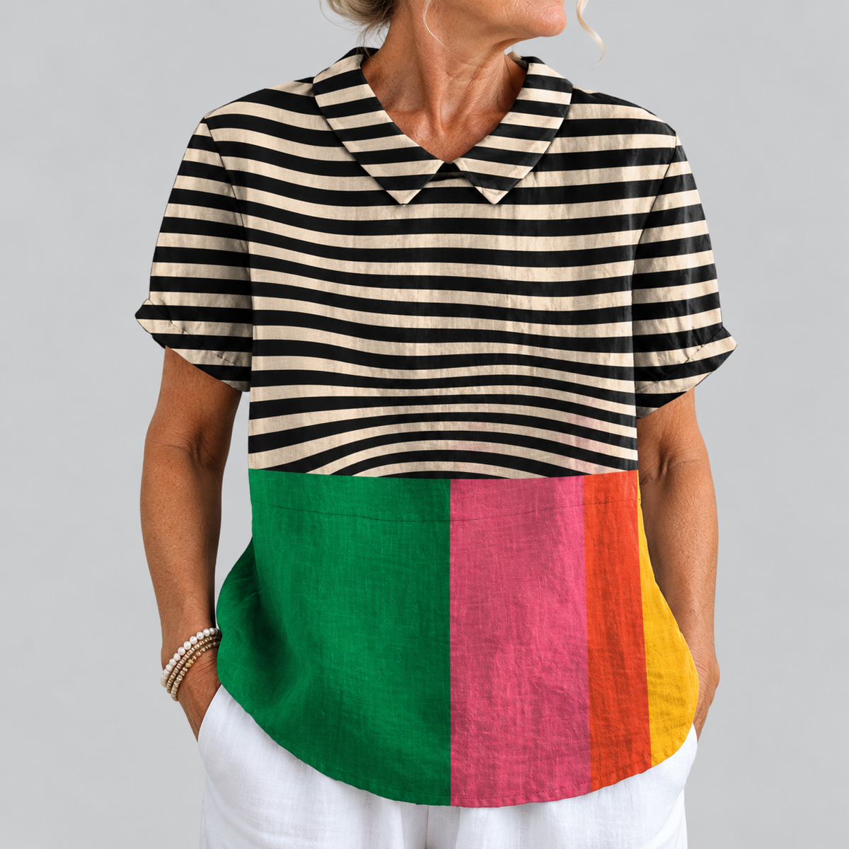 Brea | Bold Colour Block Blouse