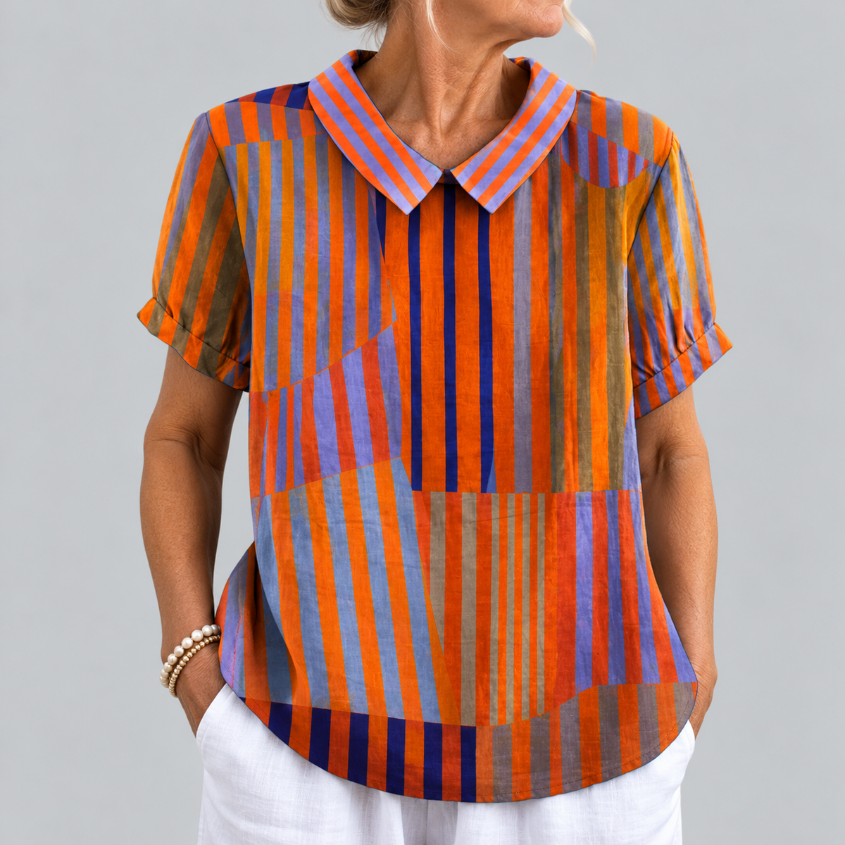Rose | Geometric Stripe Blouse