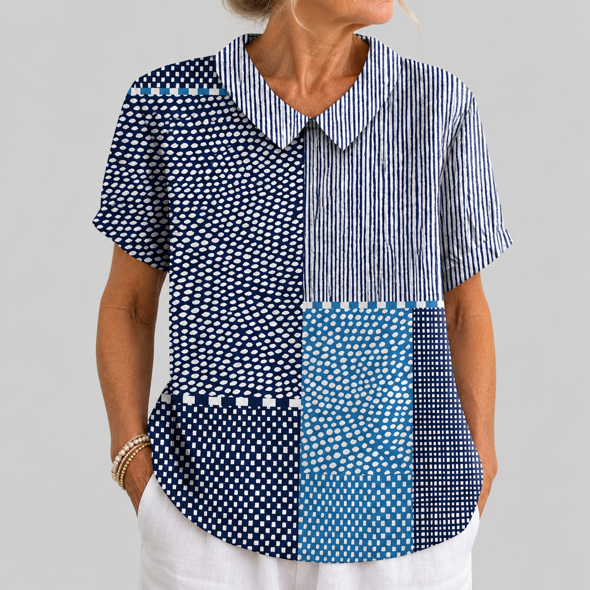 Celia | Patchwork Print Blouse