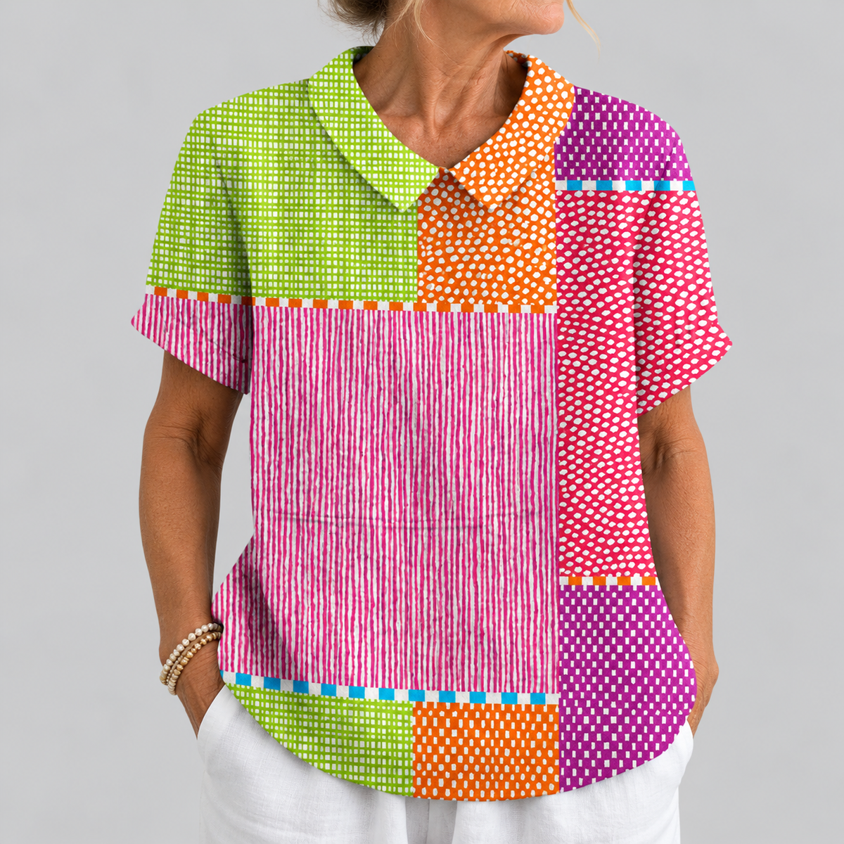 Tess | Colourful Patchwork Blouse