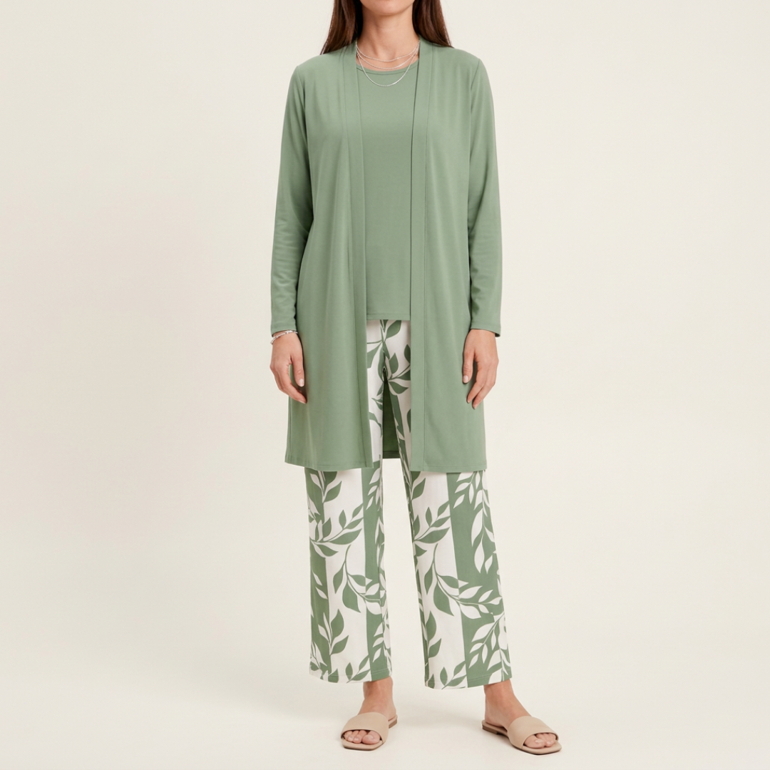 Willow | Sage Leaf-Print Three-Piece Set