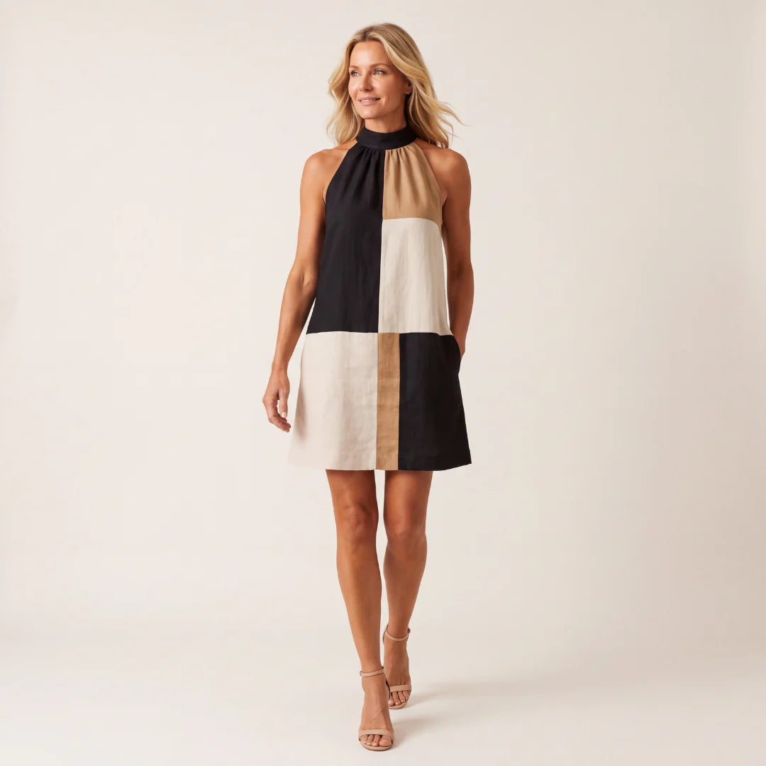 SABRINA | COLORBLOCK HALTER MINI DRESS