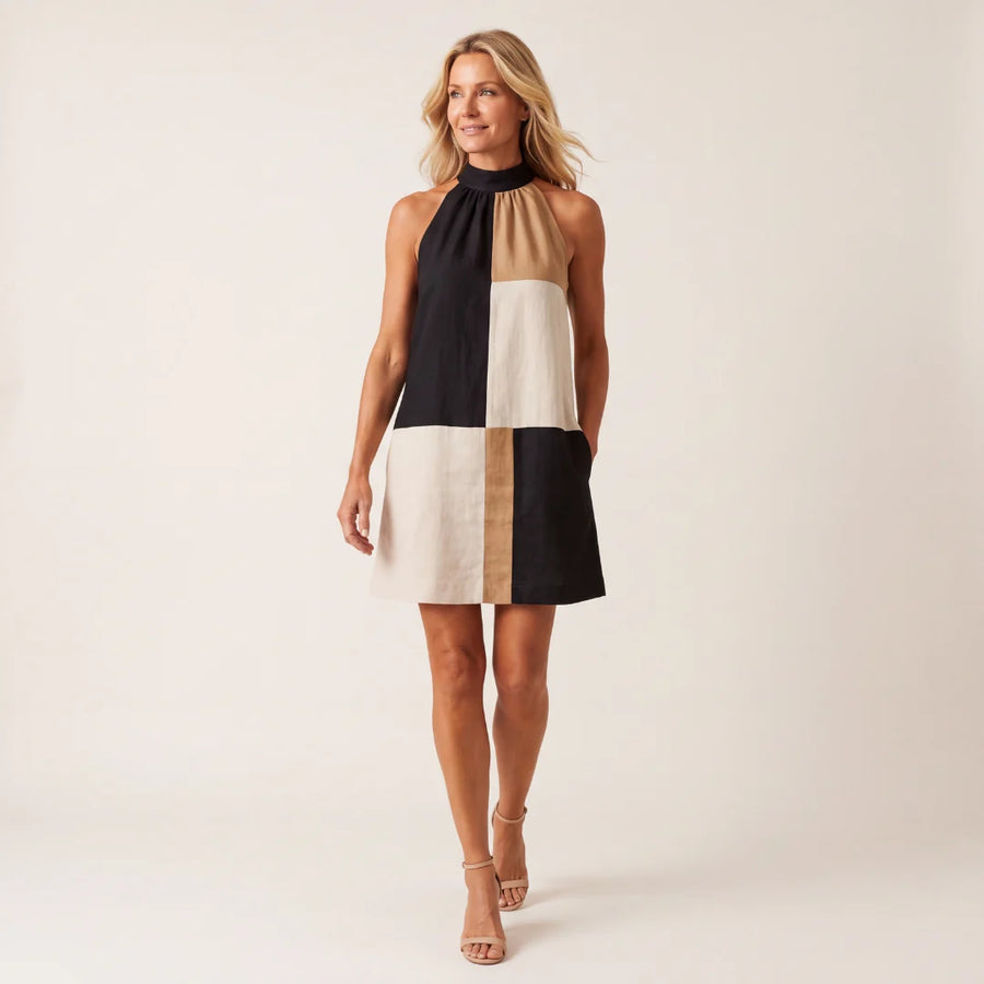 SABRINA | COLORBLOCK HALTER MINI DRESS