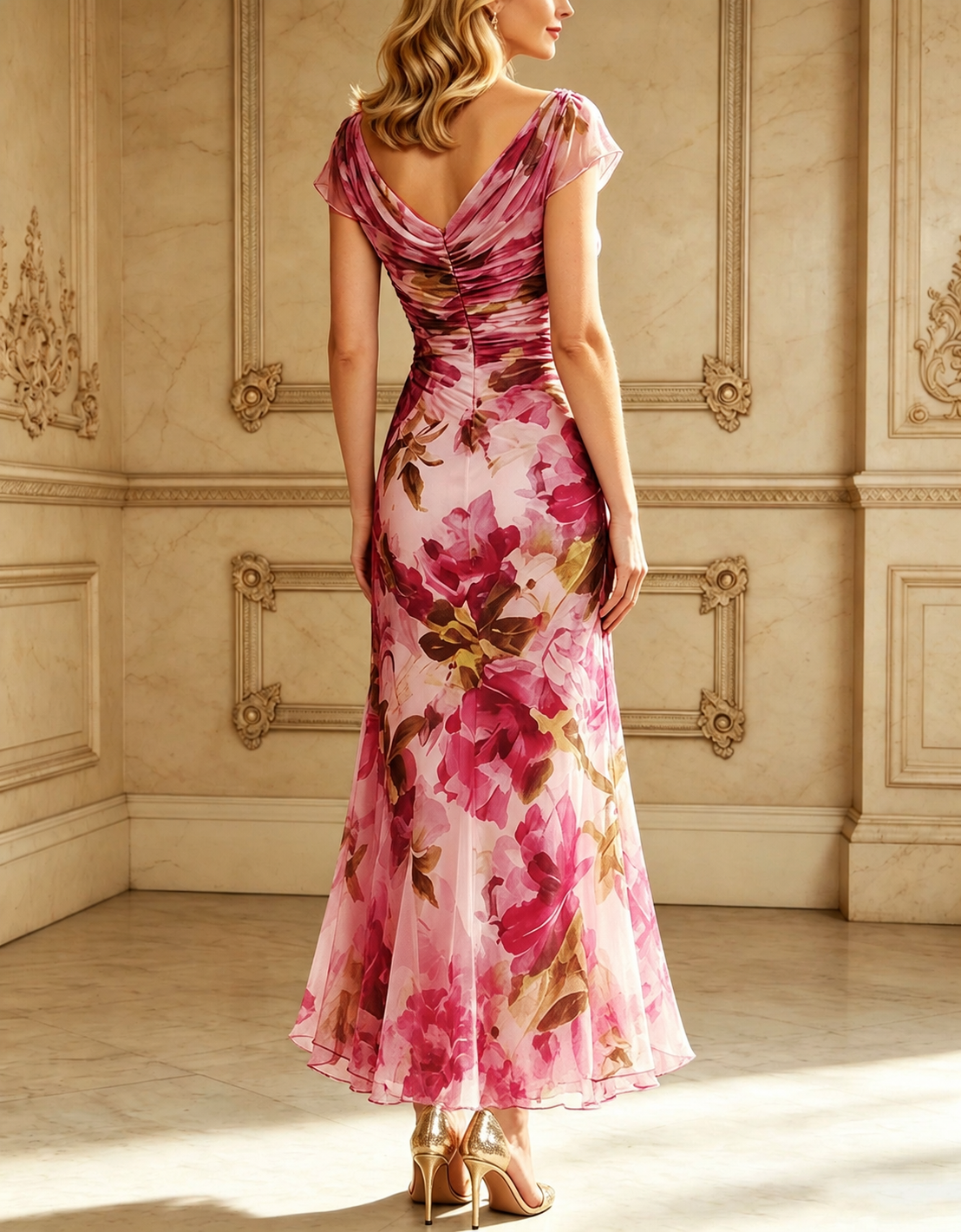Rose Pink Floral Maxi Dress