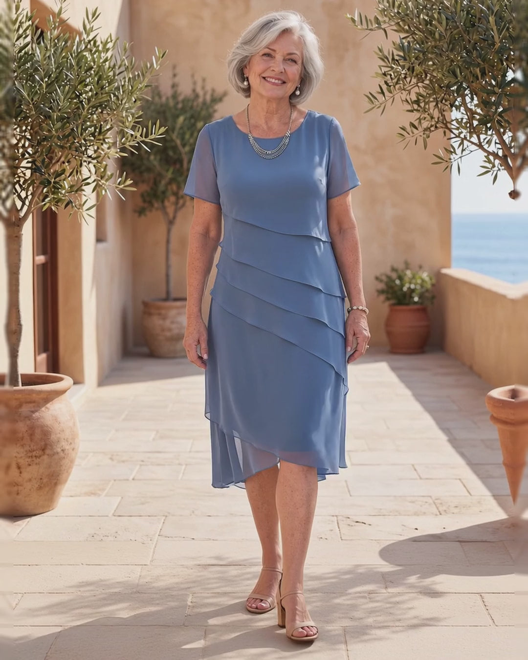Carol | Tiered Midi Dress with Short Sleeves